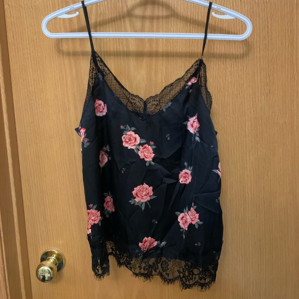 Black and pink camisole tank top with lace!